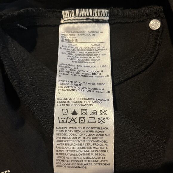Signature Levis Maternity Jeans Medium  Black Denim  Skinny Stretch - Picture 6 of 7